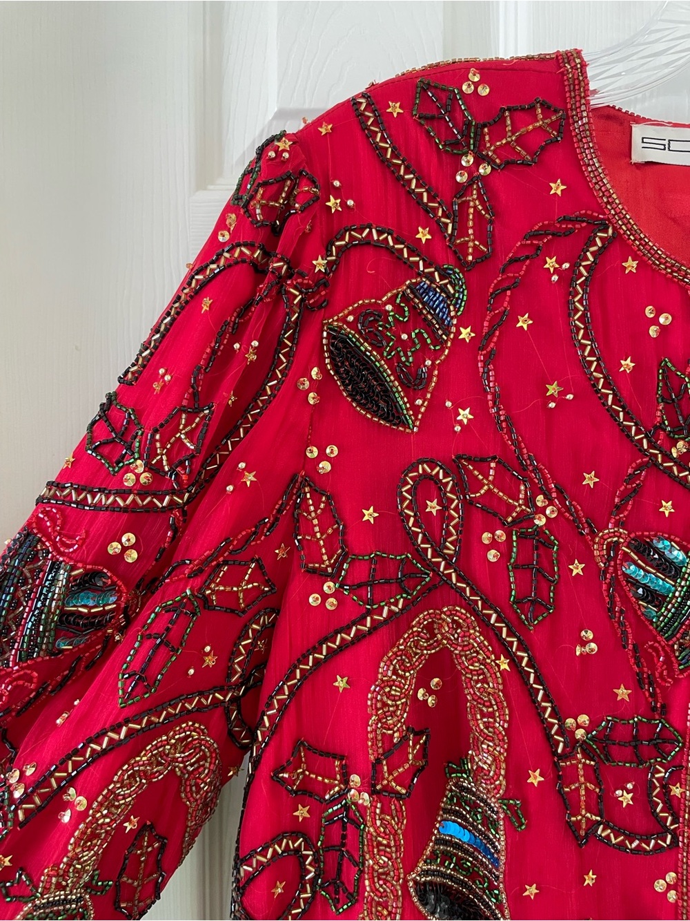 Vintage Scala 100% Silk Beaded Sequin Christmas Holiday Evening Jacket Size S - Picture 12 of 17
